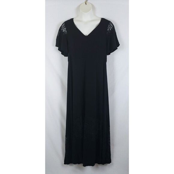 Torrid Challis Dress Witchy Goth Womens 18 (2X) Black Sheer Lace Maxi - Picture 1 of 11